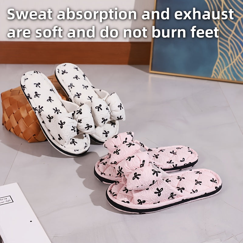 Women’s All-Season Home Slippers with Bow Design Soft Sole Comfortable