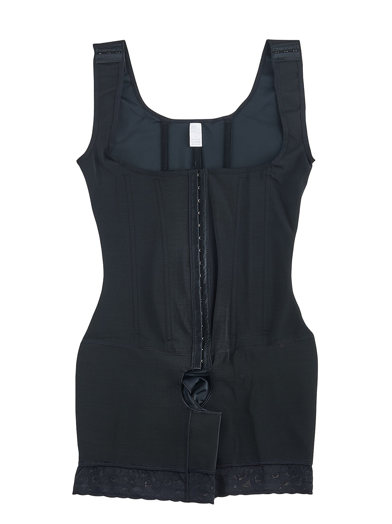 Lace Trim Bodysuit for Women Tummy Control Shaping Seamless Solid Color