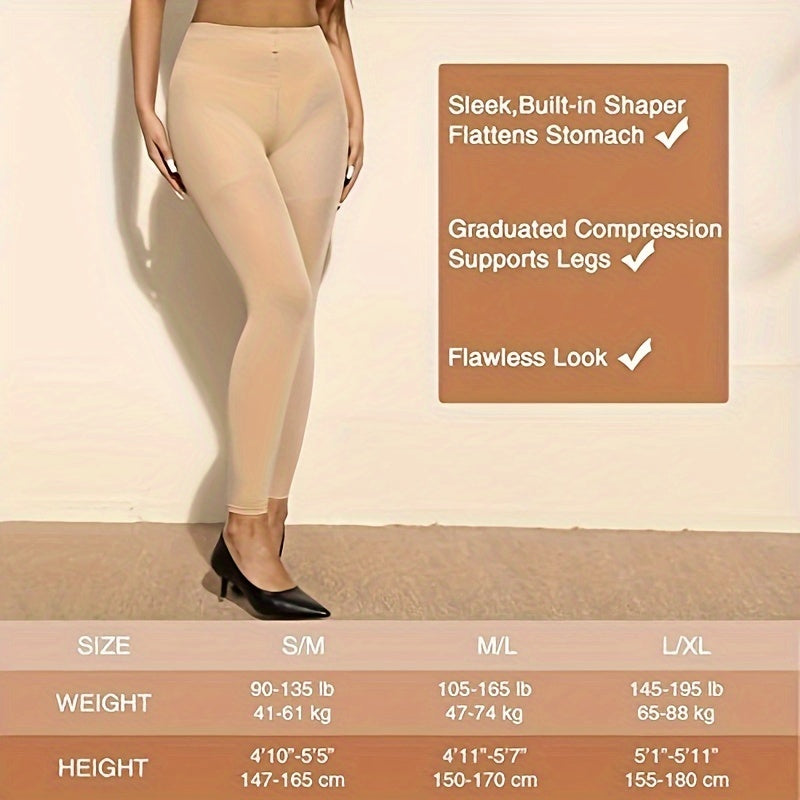 Graduated Compression Tights for Women and Men 15-20 mmHg High Waist Butt Lift Waist Control Nylon Spandex