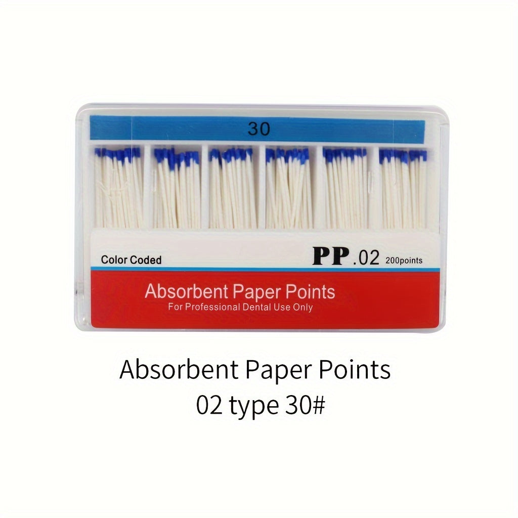 Absorbent Paper Points Set of 200 for Taper 02 Sizes 15 20 25 30 40