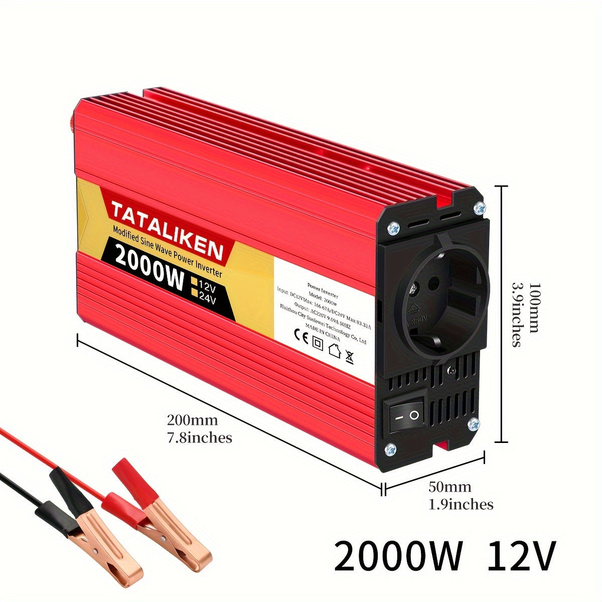 Inversor de coche de alta potencia de 12V a 220V 2500W 600W para cargar teléfonos y tablets