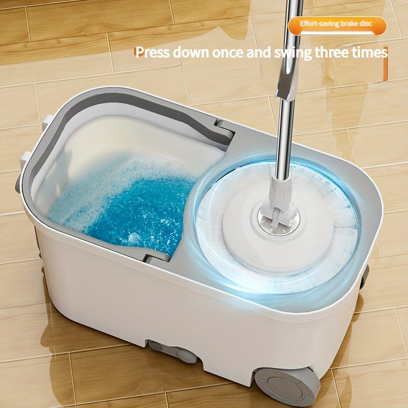 Rotary Mop and Bucket Set with Dual-Drive System, 4 Replacement Heads, Easy Clean
