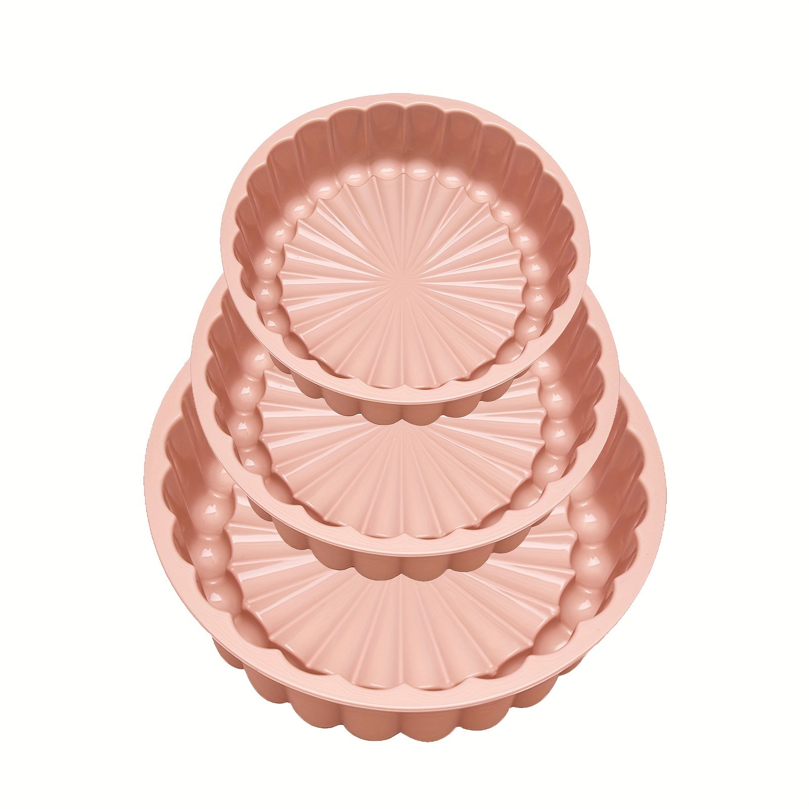 3-Piece Round Flower Cake Pan Set Nonstick Silicone Baking Molds for Weddings and Birthdays