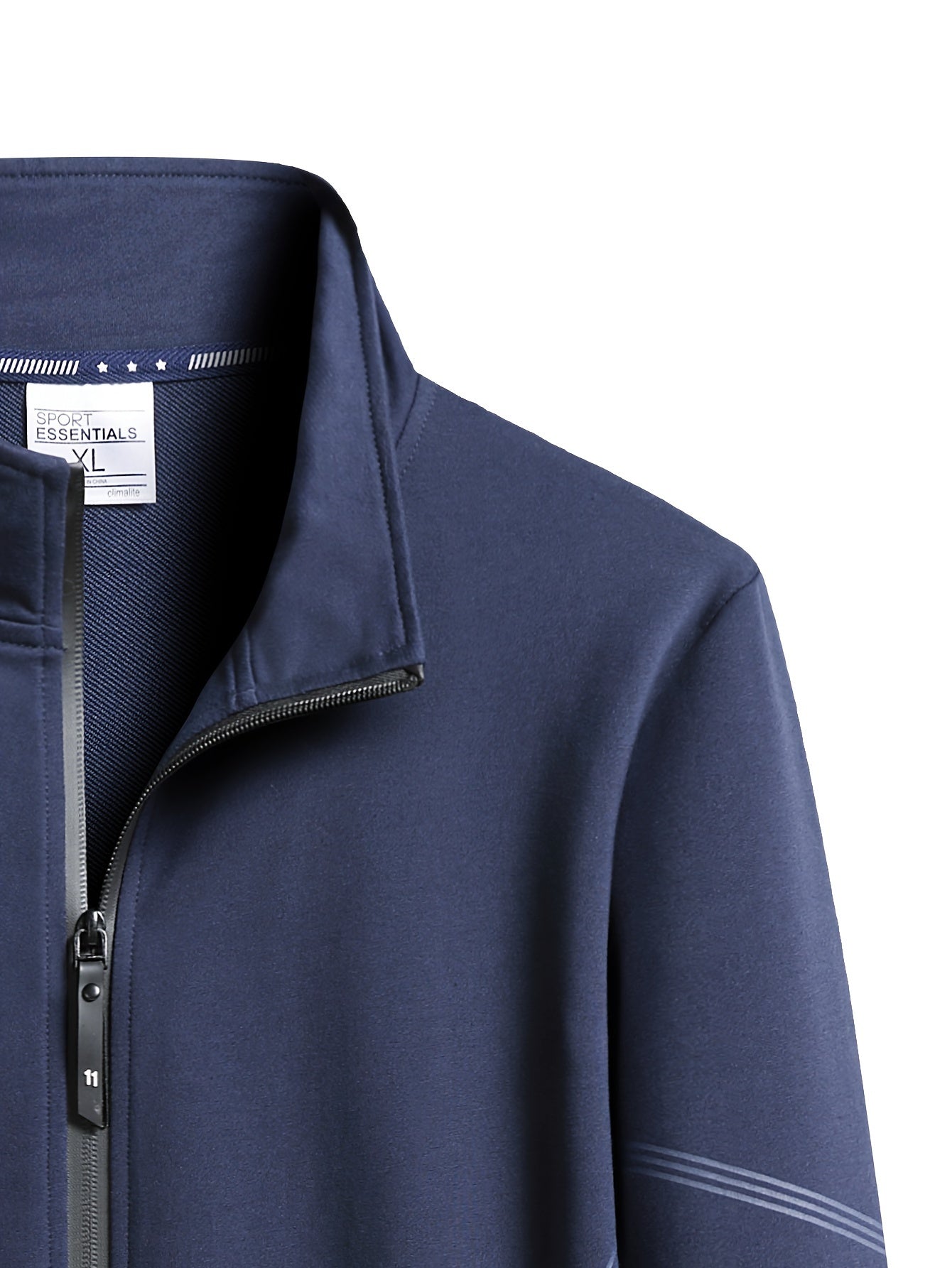 Мужской повседневный спортивный костюм из полиэстера однотонный с карманами, весна-осень, куртка с воротником и джоггеры