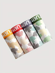 Men's Cotton Boxer Briefs 4 Pack High Stretch Random Print Comfortable Underwear