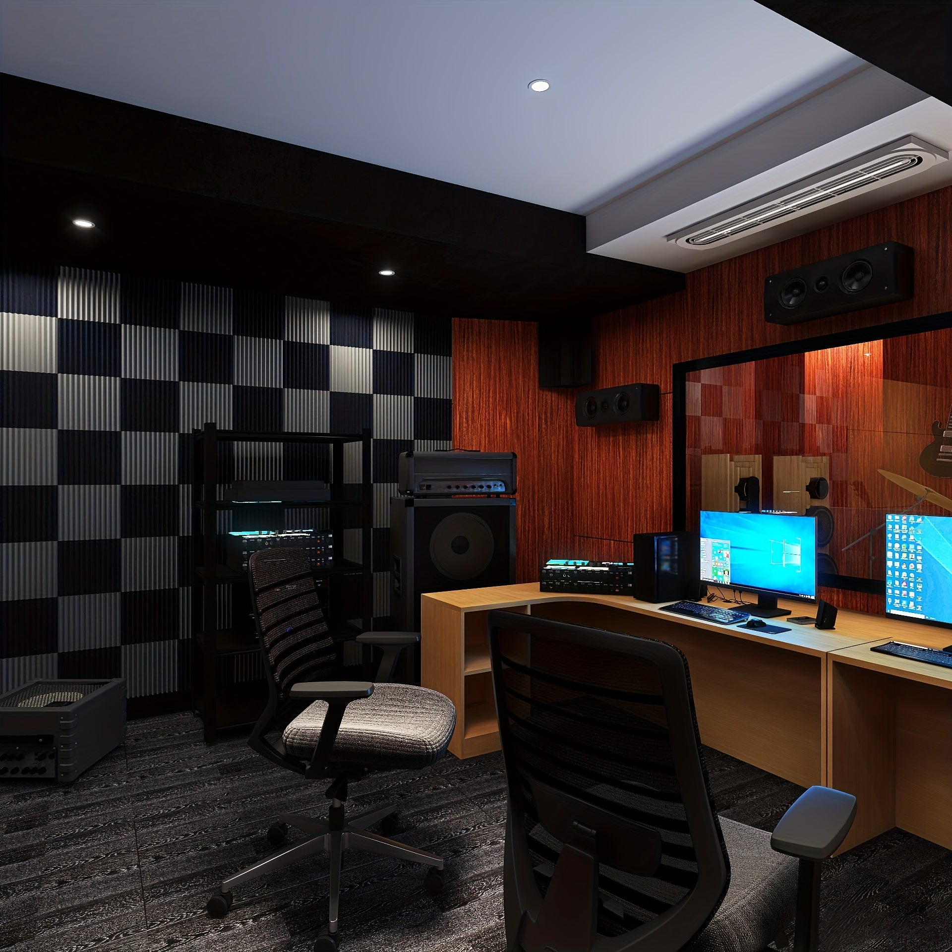 50 dona akustik ko‘chma devor panellari, Vorteks ovoq yopishtiruvchi panellar, 2.54cm x 30.48cm