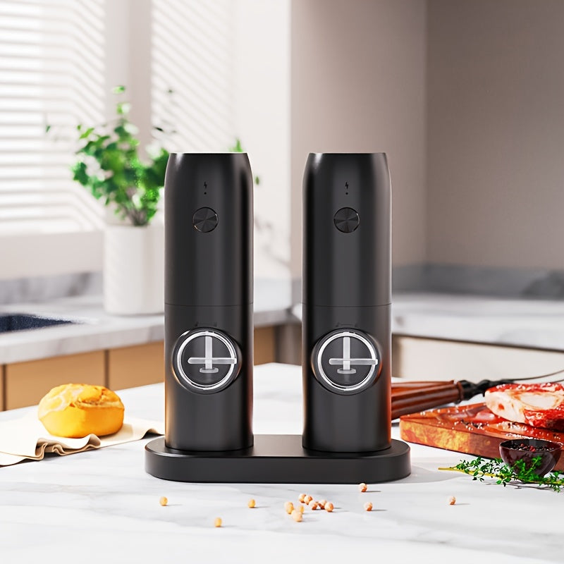 Rechargeable Electric Pepper Grinder Automatic USB Rechargeable Battery Black White Compact