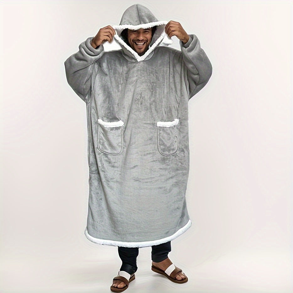 Kattalashtirilgan Plaid Flannel Blanket Hoodie juftliklar uchun Raqamli Octopus bosimi, dog'ga chidamli polyester