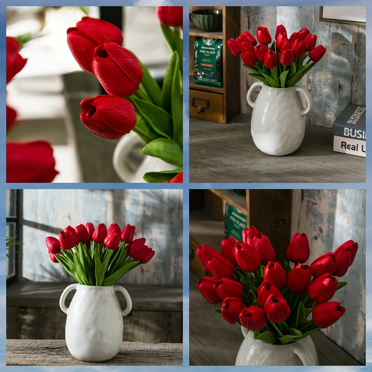 Artificial Tulips Set 18 Lifelike Plastic Spring Home Decor for Gifts and Events