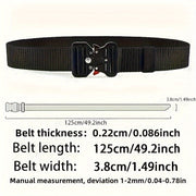 Men's Outdoor Work Belt Black Polyester Fiber Casual Buckle Belt for Pants