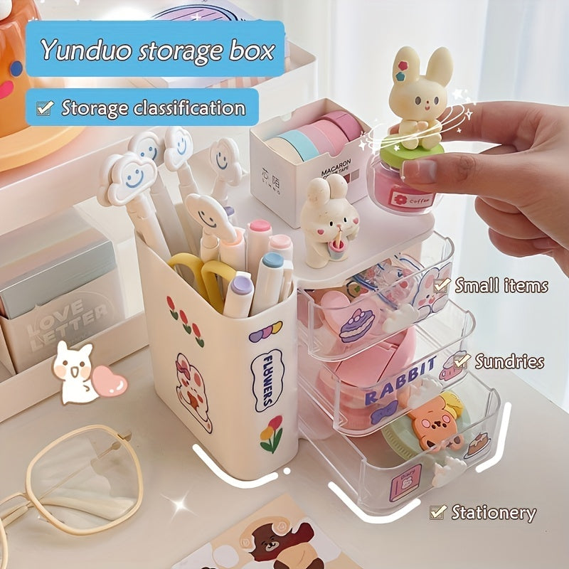 Organizador de escritorio con cajones para suministros de oficina y escuela, montaje en suelo de polipropileno