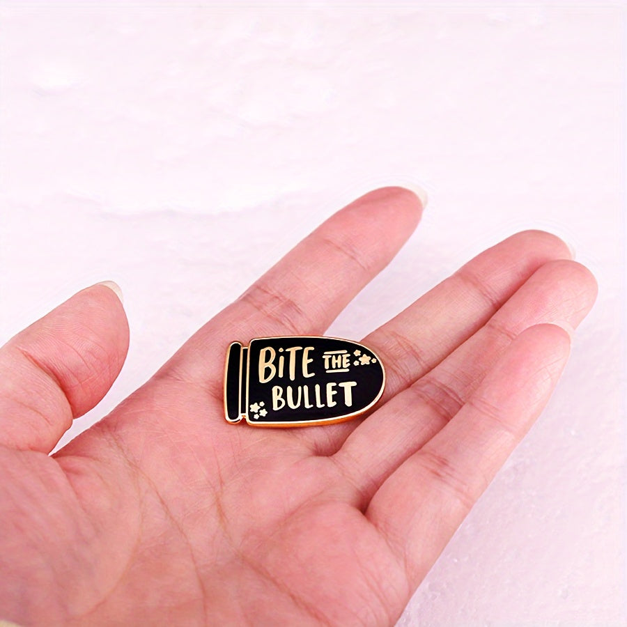 Enamel Pin Bite the Bullet Christmas Brooch for Jackets Bags Clothes Hats