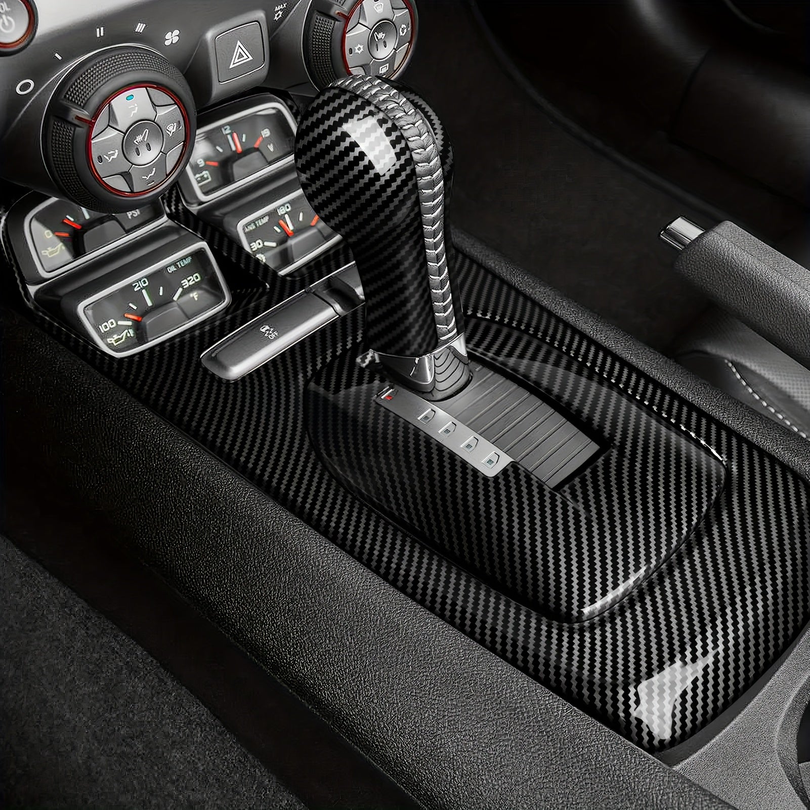 Car Interior ABS Carbon Fiber Center Console Gear Shift Panel Sticker for Camaro