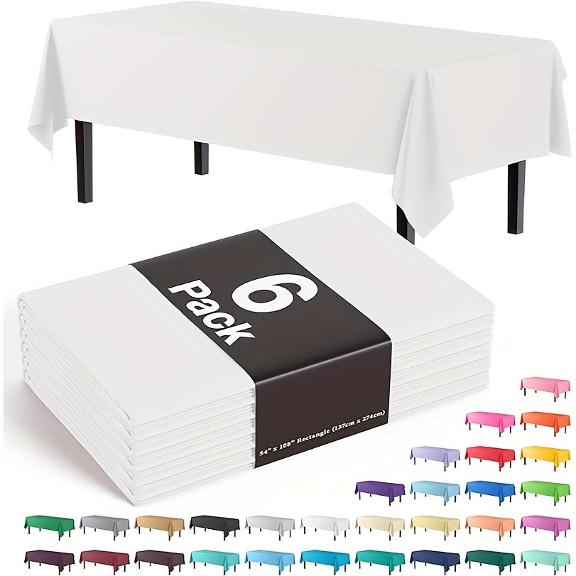 6 Pack Disposable Rectangle Plastic Table Covers 137x274 cm for Indoor Outdoor Events