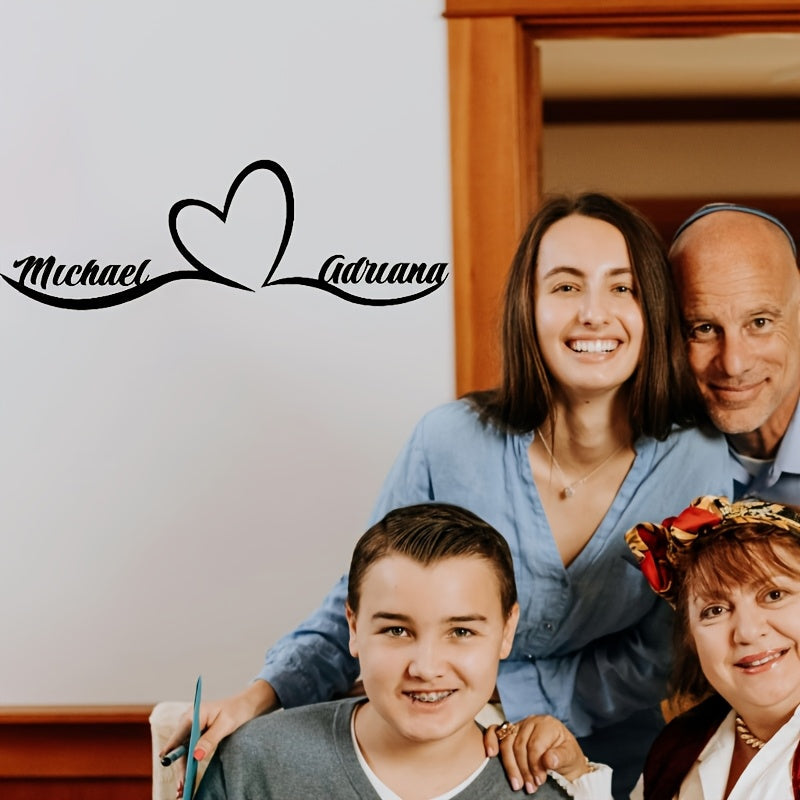 Personalized Iron Metal Sign with Names and Heart for Wedding or Bedroom Decor