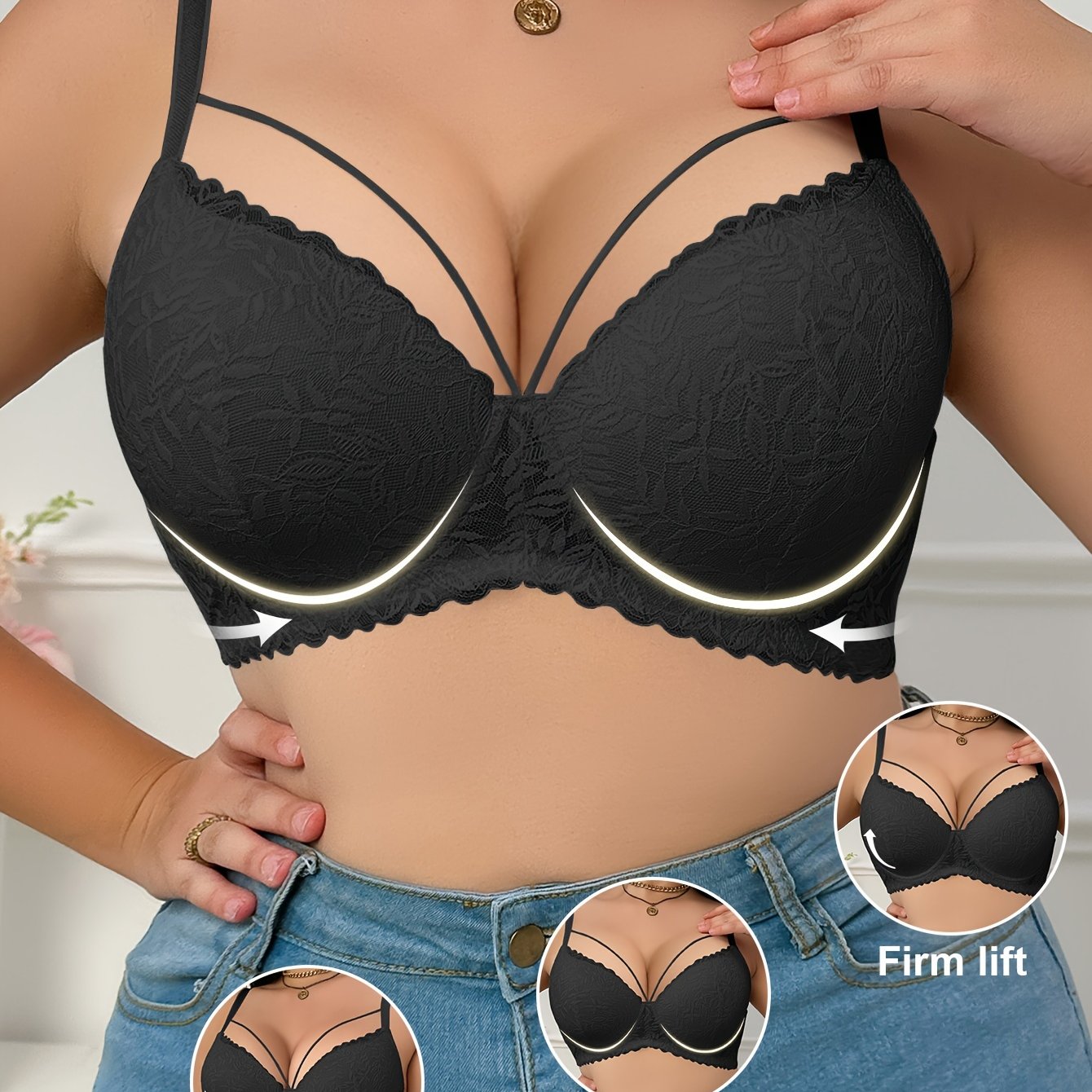 Women's Large Size Steel Ring Support Underwire Bra for Sagging Prevention