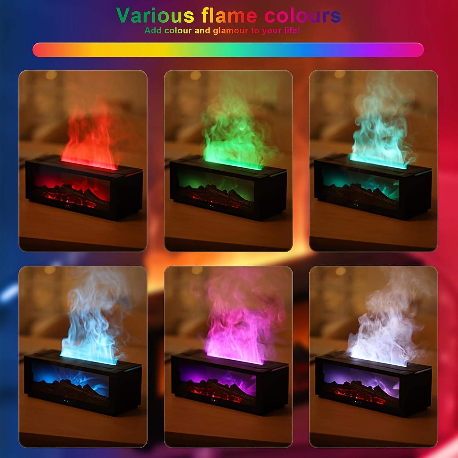 Aromatherapy Diffuser with Flame Light 150ml Cool Mist Humidifier Remote Control