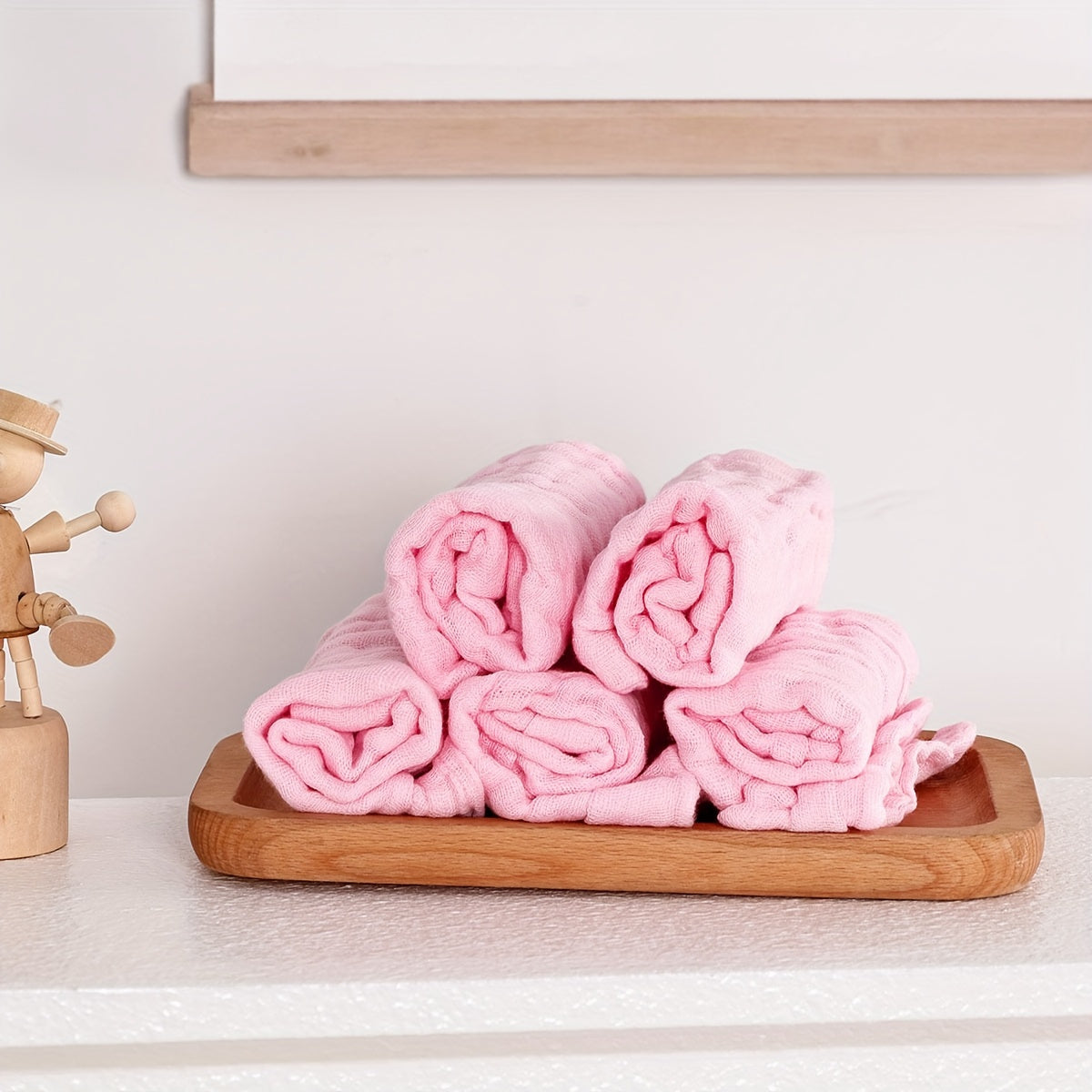 Set of 5 Cotton Muslin Washcloths Reusable Face Towels and Wipes