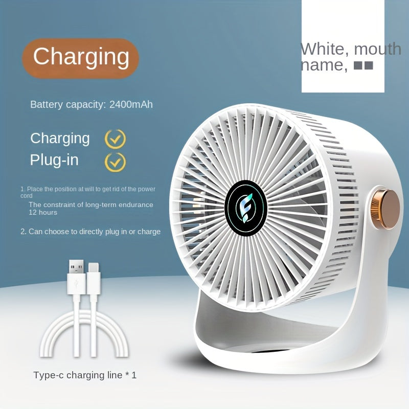 Rechargeable Smart Home Fan with USB, Desktop and Wall Mount, Indoor Outdoor