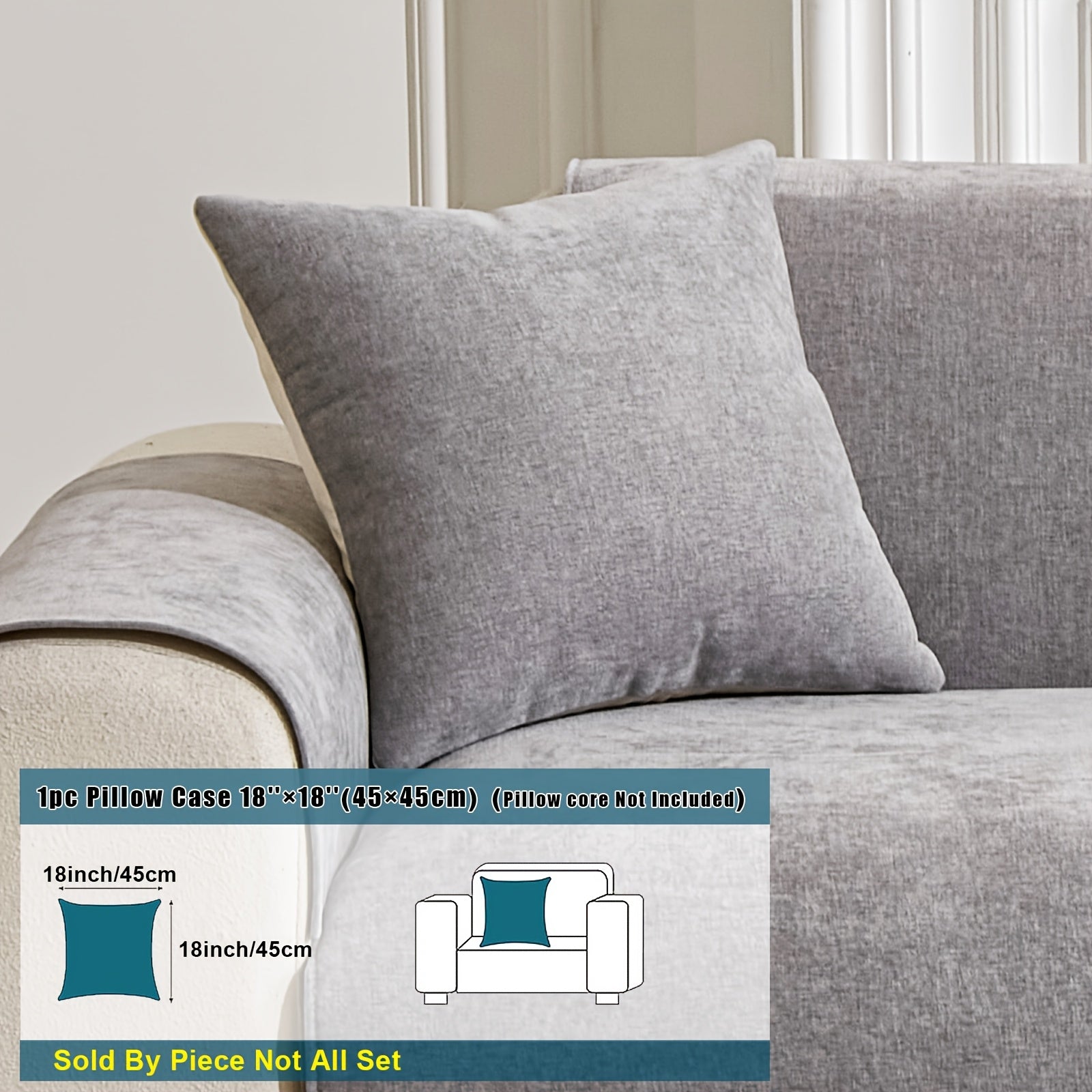 Chenille Sofa Cover Non-Slip Pet-Friendly All Seasons Fits 1-4 Seaters Light Beige