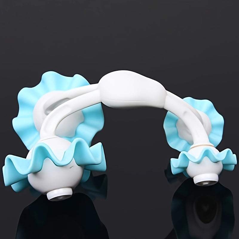 To'liq tana bo'shashishi uchun qo'lga olinadigan gullar dizayni massajeri, yashil va oq, mashg'ulotdan keyingi tiklanish va taranglikni bartaraf etish uchun ideal, oyoqlar, bel va orqa uchun portativ va samarali.