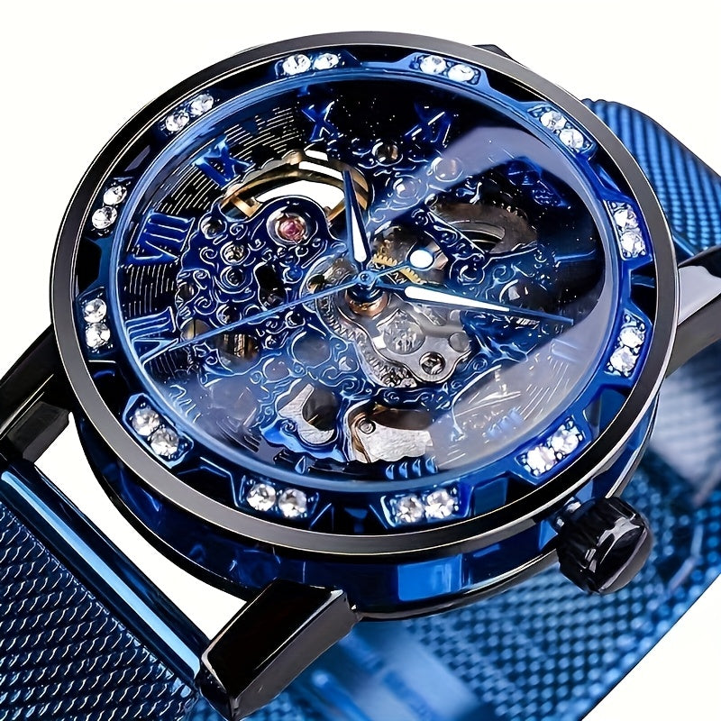 Men's Mechanical Watch Hollow Design Stainless Steel Alloy Casual Luxury Fashion Watch