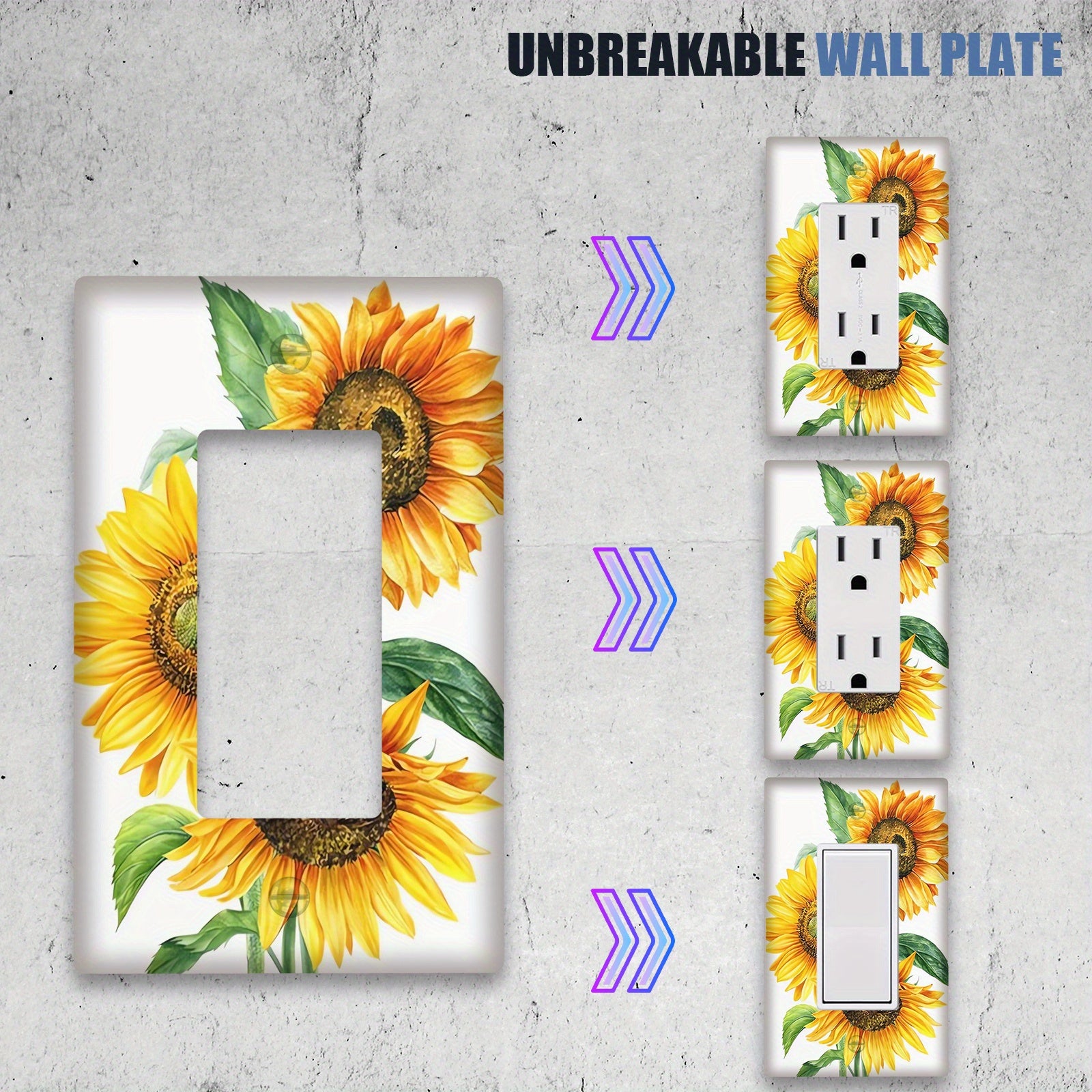 Watercolor Sunflowers Light Switch Cover for 1 or 2 Gang Switches