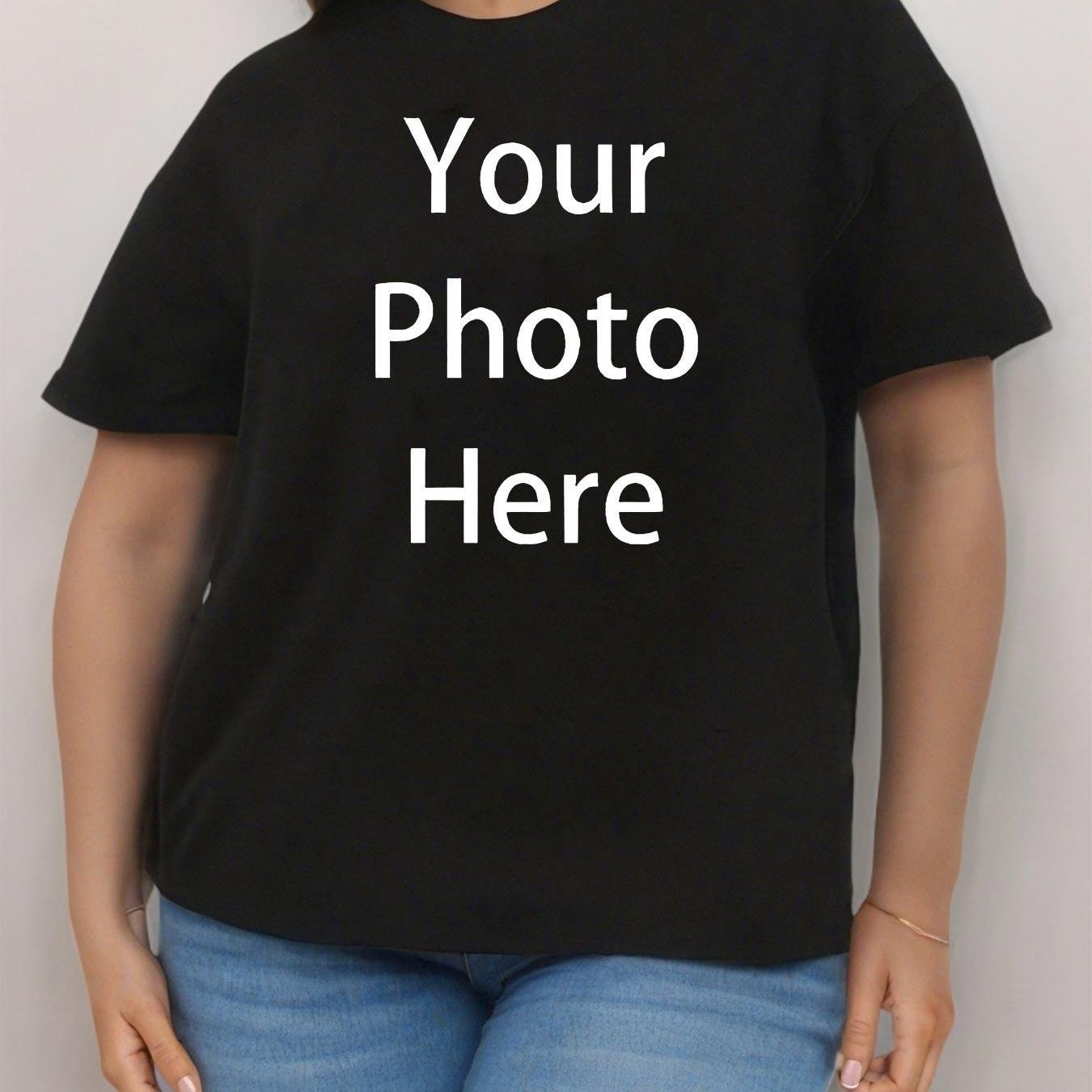 Plus Size Women's T-Shirt Short Sleeve Black White Personalized Casual Comfort