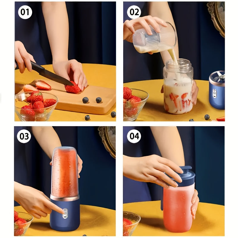 Portable USB Rechargeable Blender with 6-Blade System and Detachable Food-Grade Cup