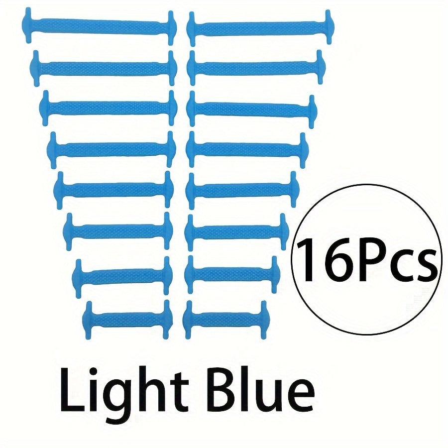 16 Pcs Silicone No-Tie Shoelace Set Adjustable Elastic Sneakers Laces
