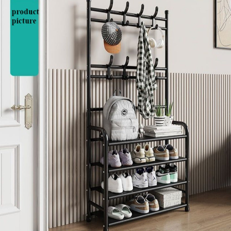 Elegant Coat Rack Shoe Organizer with Multi-Layer Shoe Rack and Bubble-Free Finish
