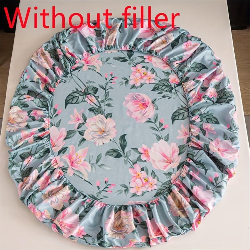 Printed Polyester Fitted Sheet Set with 2 Pillowcases Floral Pattern Bed Covering