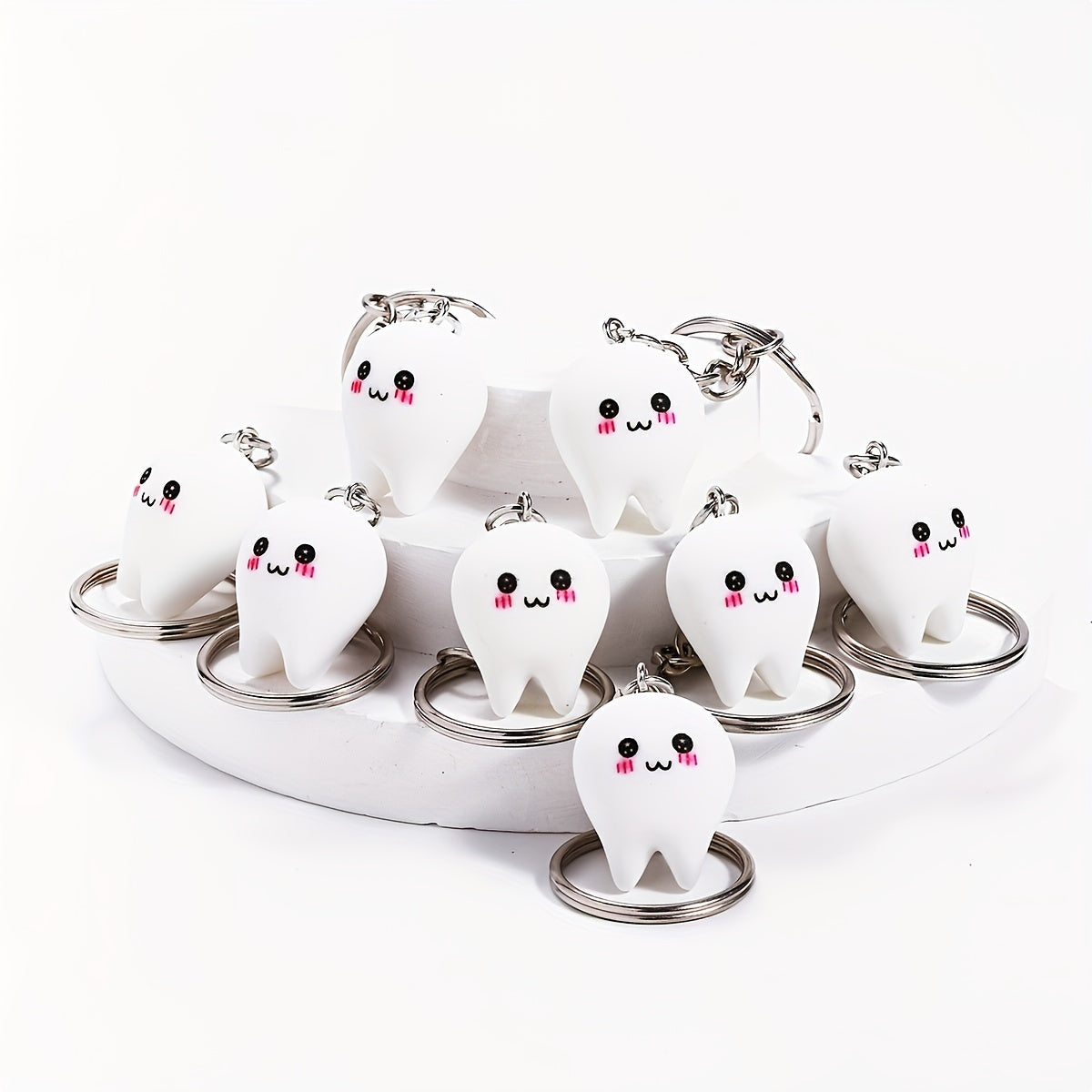 Set of 8 Men's Resin Tooth Keychains Minimalist Novelty Accessories