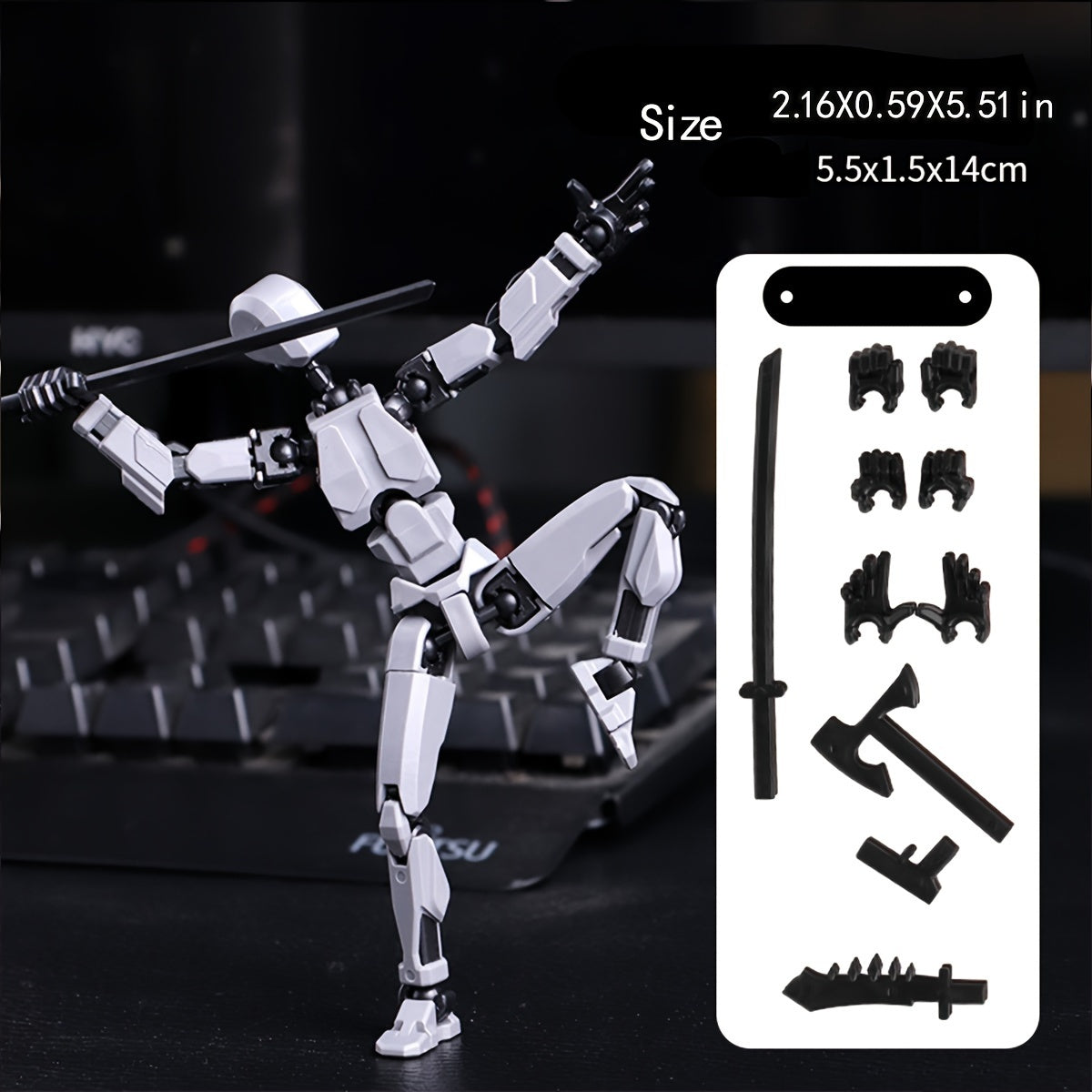 Articulated Robot Action Figure Toy for Creative Play with Colorful Design and Durable ABS Material