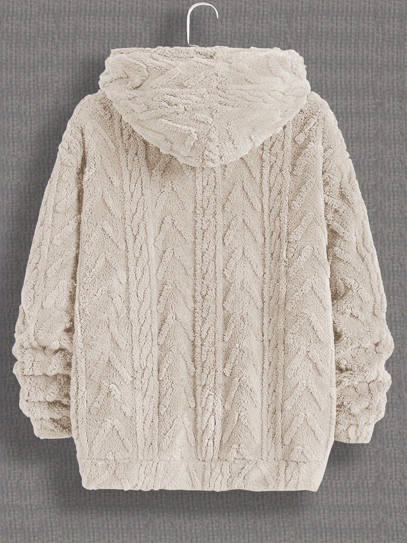 Erkaklar uchun bir rangli kapüşonli flis jaket, uzun qo'lqonlar bilan tortma fermuar, kuz va qish uchun iliq va zamonaviy kardigan, mukammal sovg'a.