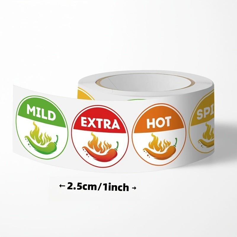Pack of 500 Red Chili Food Warning Stickers with 4 Levels Spicy Food Labels