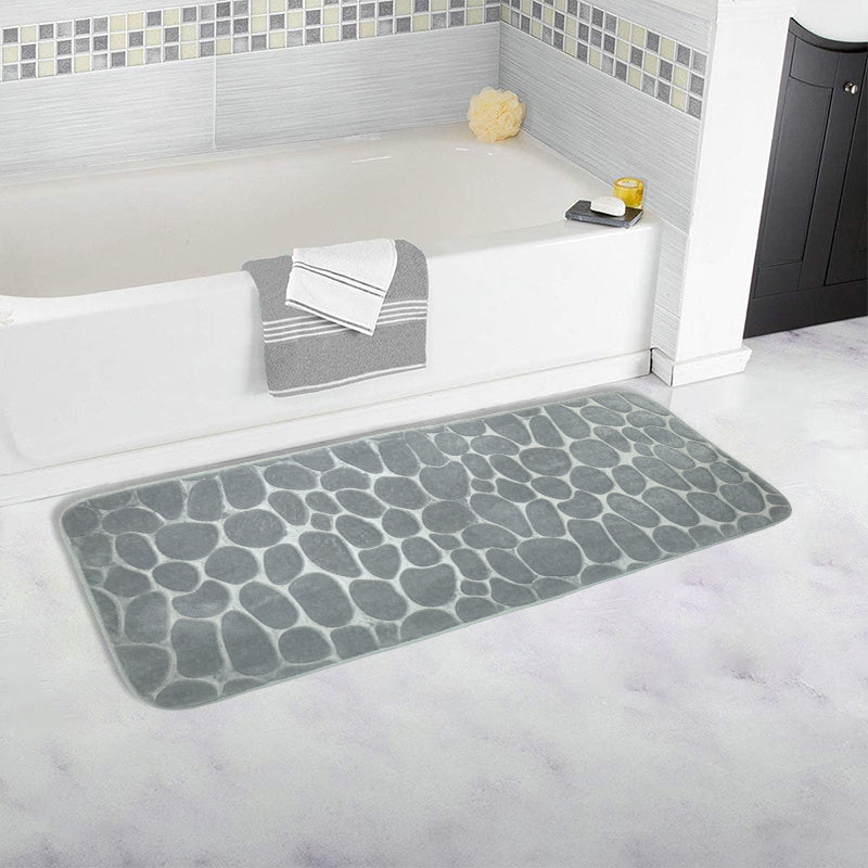 Cobblestone Pattern Memory Foam Bath Mat Non-Slip Absorbent Machine Washable