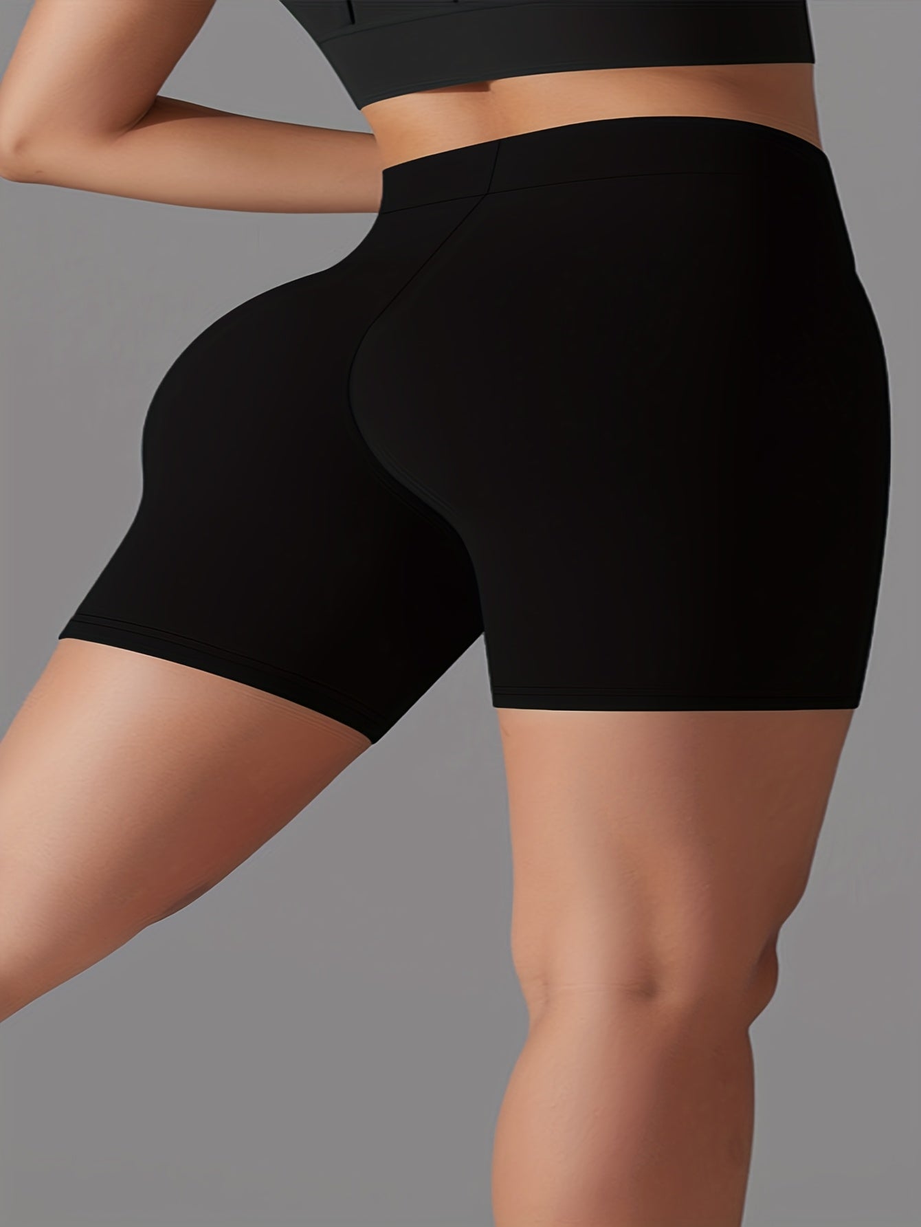 Plus Size Women Capri Leggings Solid Color Stretchy Casual Wear