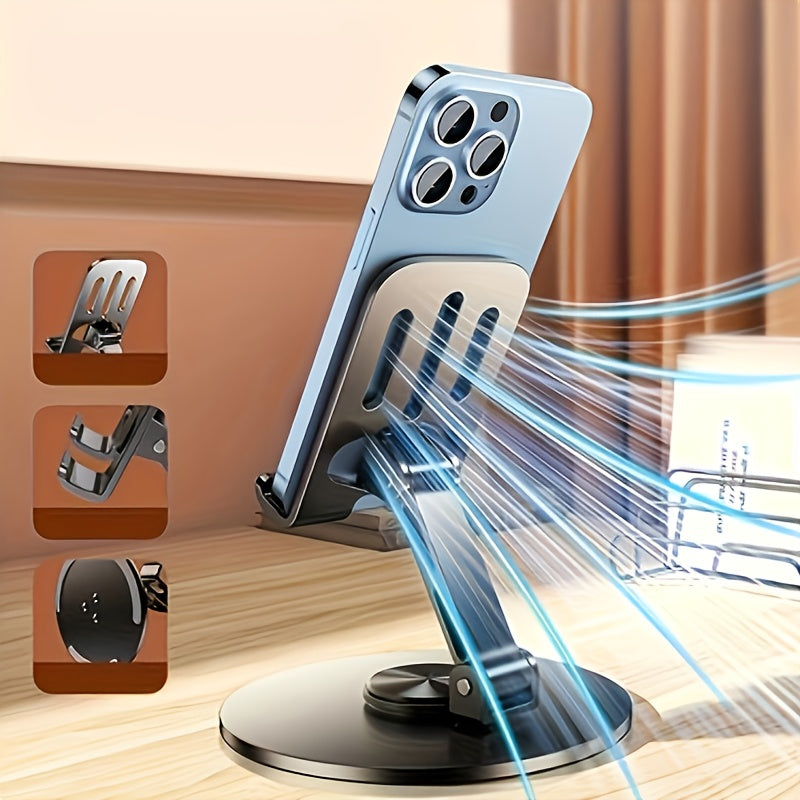 Universal Metal Phone and Tablet Holder 360° Rotating Foldable Desktop Stand for Devices 11.94-32.77 cm