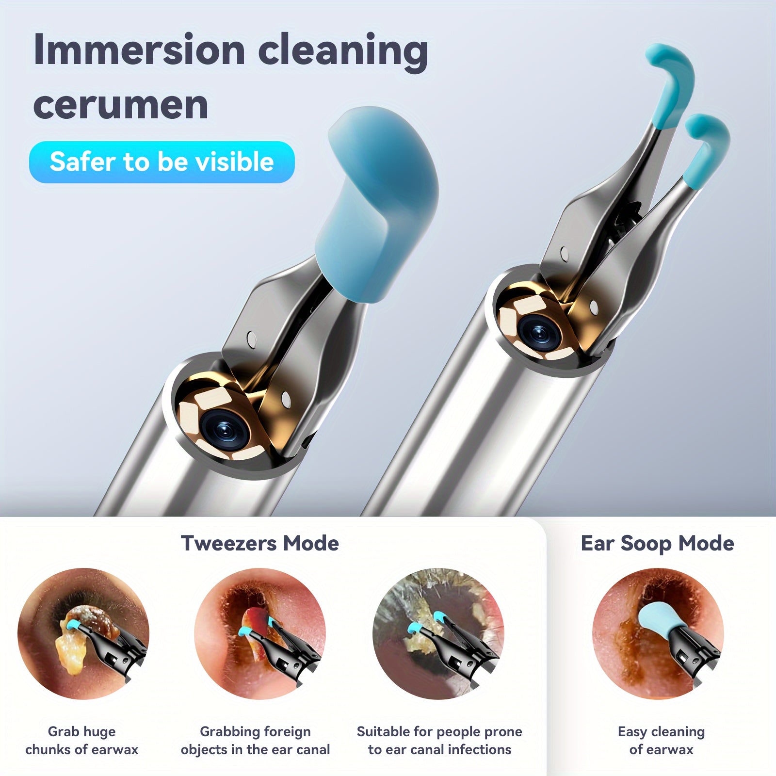 3-in-1 Earwax Removal Tool with 1200W Ear Mirror and Cleaning Spoon