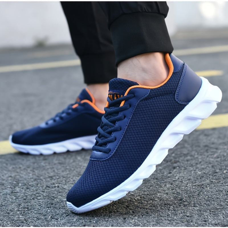 Navy Blue Mesh Running Sneakers for Men Women Spring Summer Breathable Lightweight