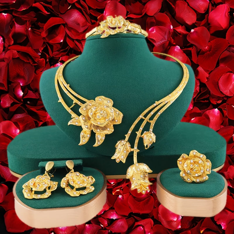 Women's Jewelry Set 5-Piece Rose Gold Valentine's Day Gift for Holiday and Party