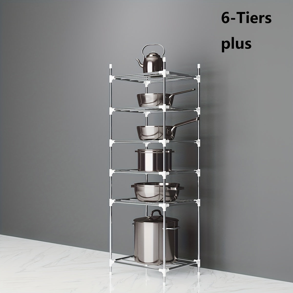 Multi-Tier Stainless Steel Storage Shelf for Kitchen Bathroom Balcony