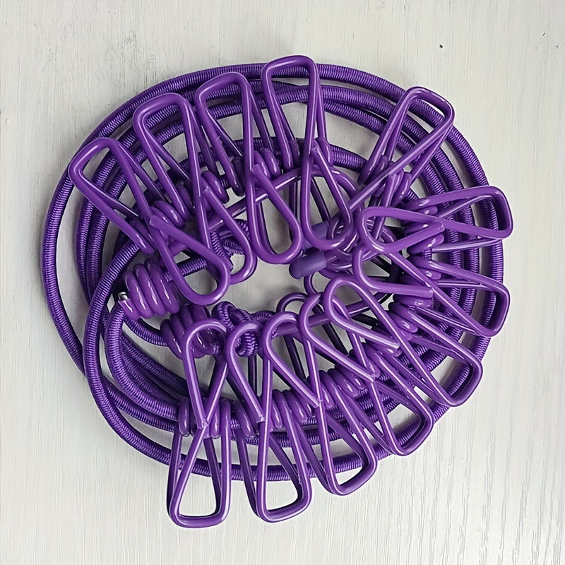 Retractable Clothesline with 12 Plastic Clips for Outdoor Laundry Drying