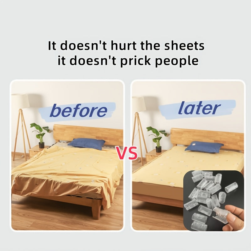 20 Pieces Transparent Bed Sheet Clips Reusable No-Mark Gripper Pins