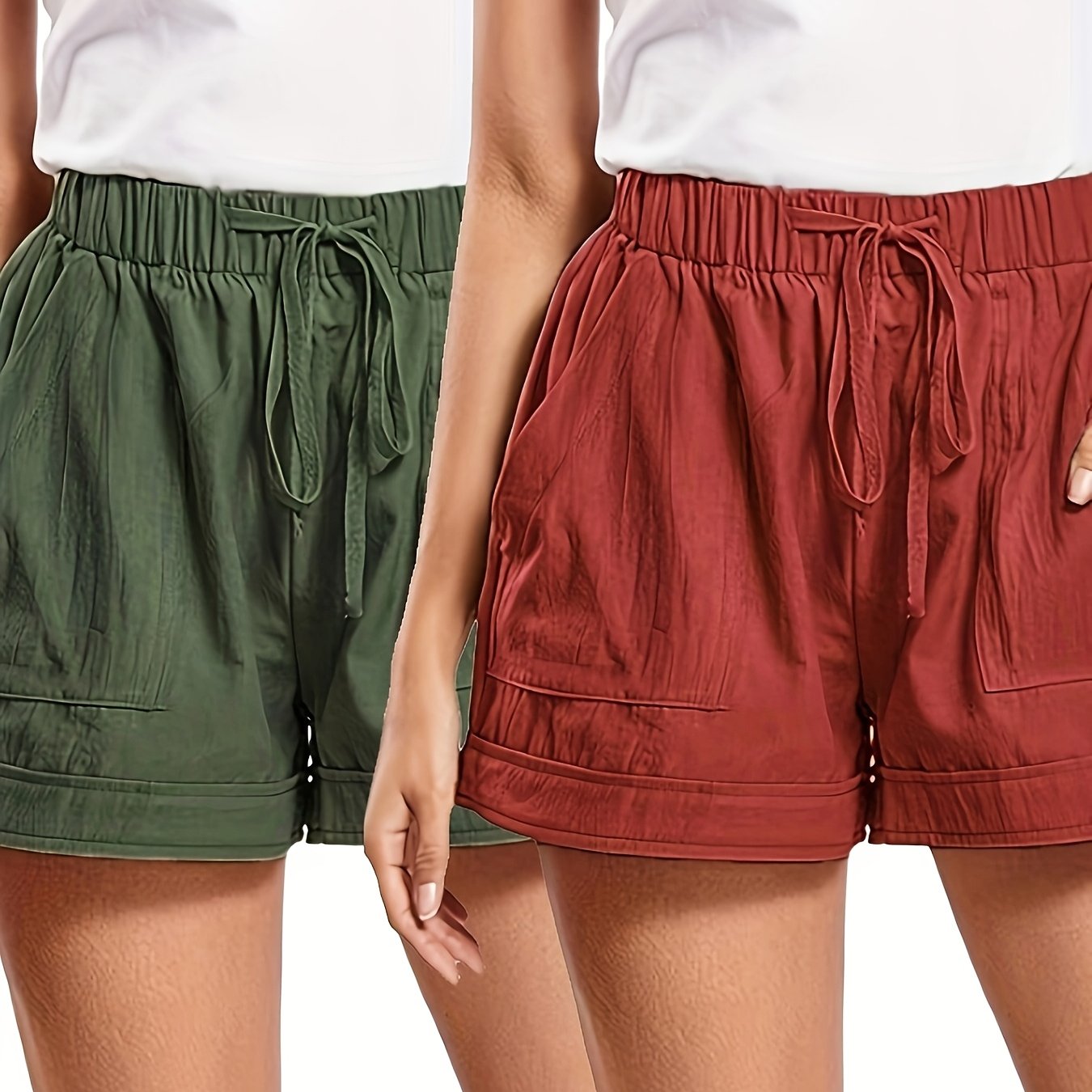 Pantalones cortos de talla grande sueltos con cordón ajustable para mujer, color negro y navy, verano de vacaciones