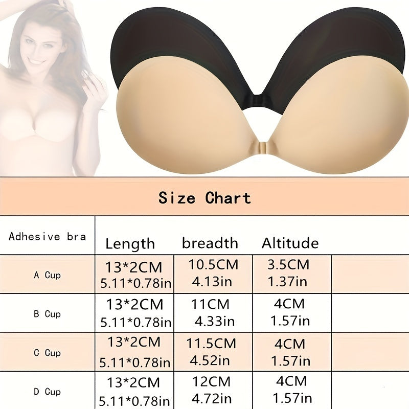 Self-Adhesive Strapless Invisible Bras Black and Skin Color for Women A-D Cups