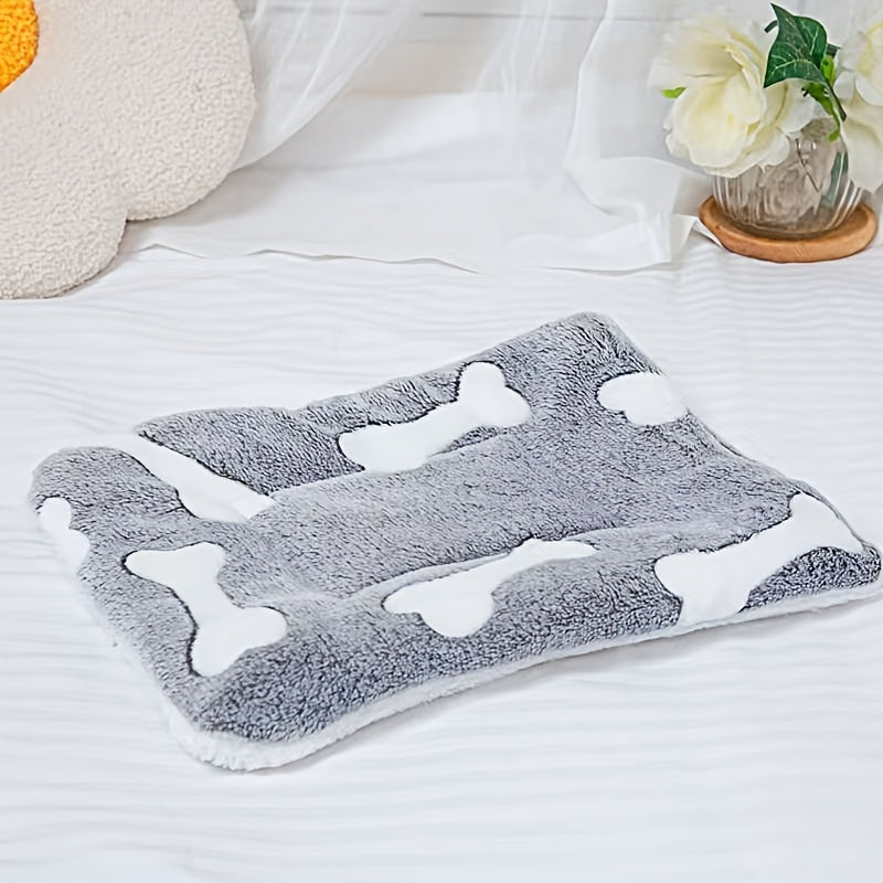 Pet Bed Dual-Side Grey Bone Pattern Machine Washable for Small to Large Dogs