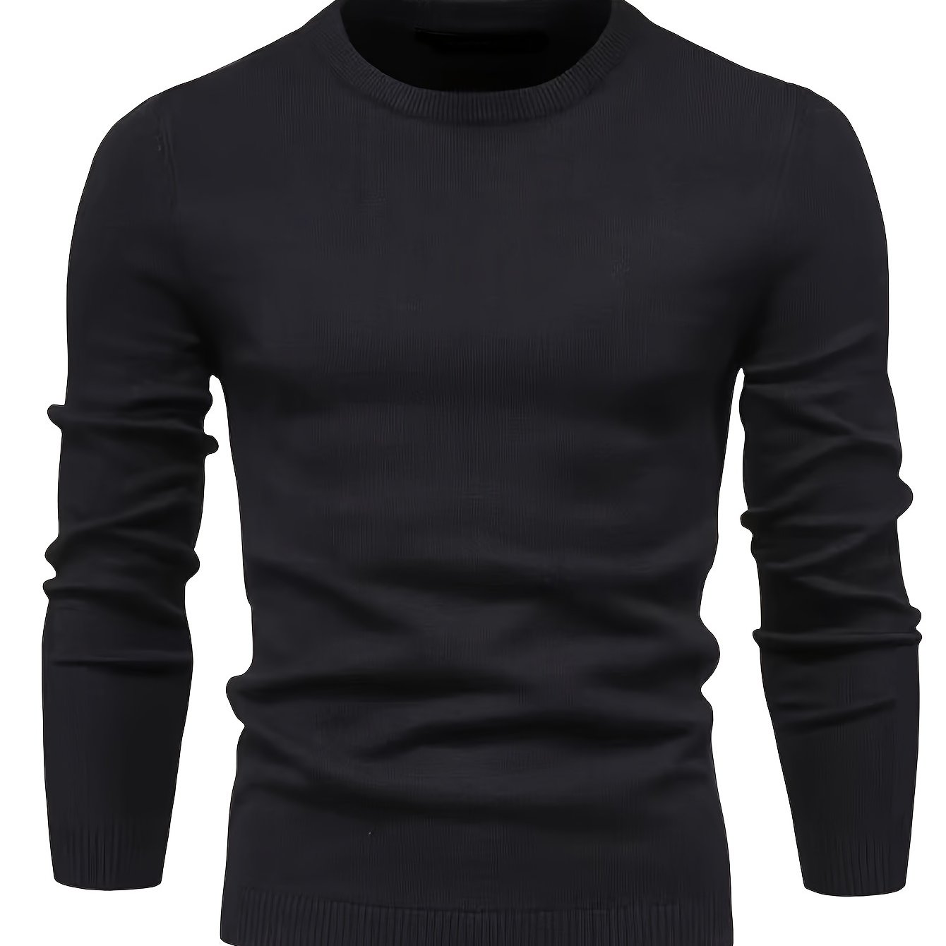 Men's Knit Sweater Fall Winter Solid Color Crew Neck Long Sleeve Medium Stretch Rayon