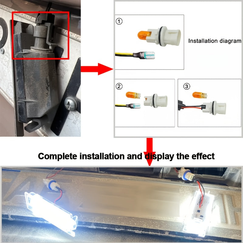 2 Pack Bright White LED Rear License Plate Lights for Cars